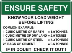 FS 7 — ENSURE SAFETY - KNOW YOUR LOAD WEIGHT BEFORE LIFTING